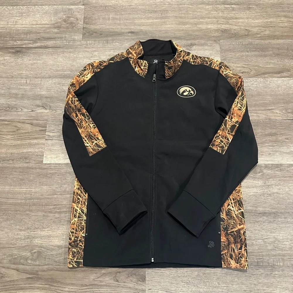 NWT Authentic Iowa Hawkeyes Track Jacket Mens Medium Black Camo Full Zip
